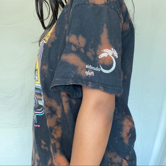 “All Wheels” Black Bleach Tie-Dye Graphic Tee - Picture 4 of 5